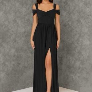 NWT! Azazie Kimmay Black Bridesmaid Prom Dress with Slit and Pockets